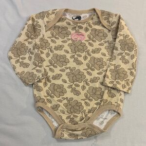 Ecko Red - 3-6M Floral Beige Baby Long Sleeve Onesie Top